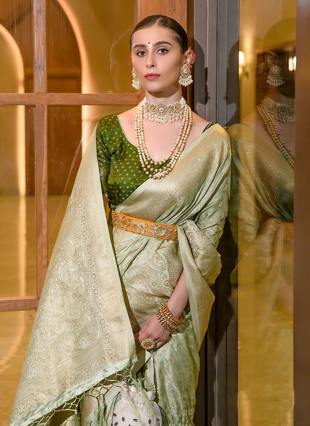 Classic Silk Green Weaving Saree