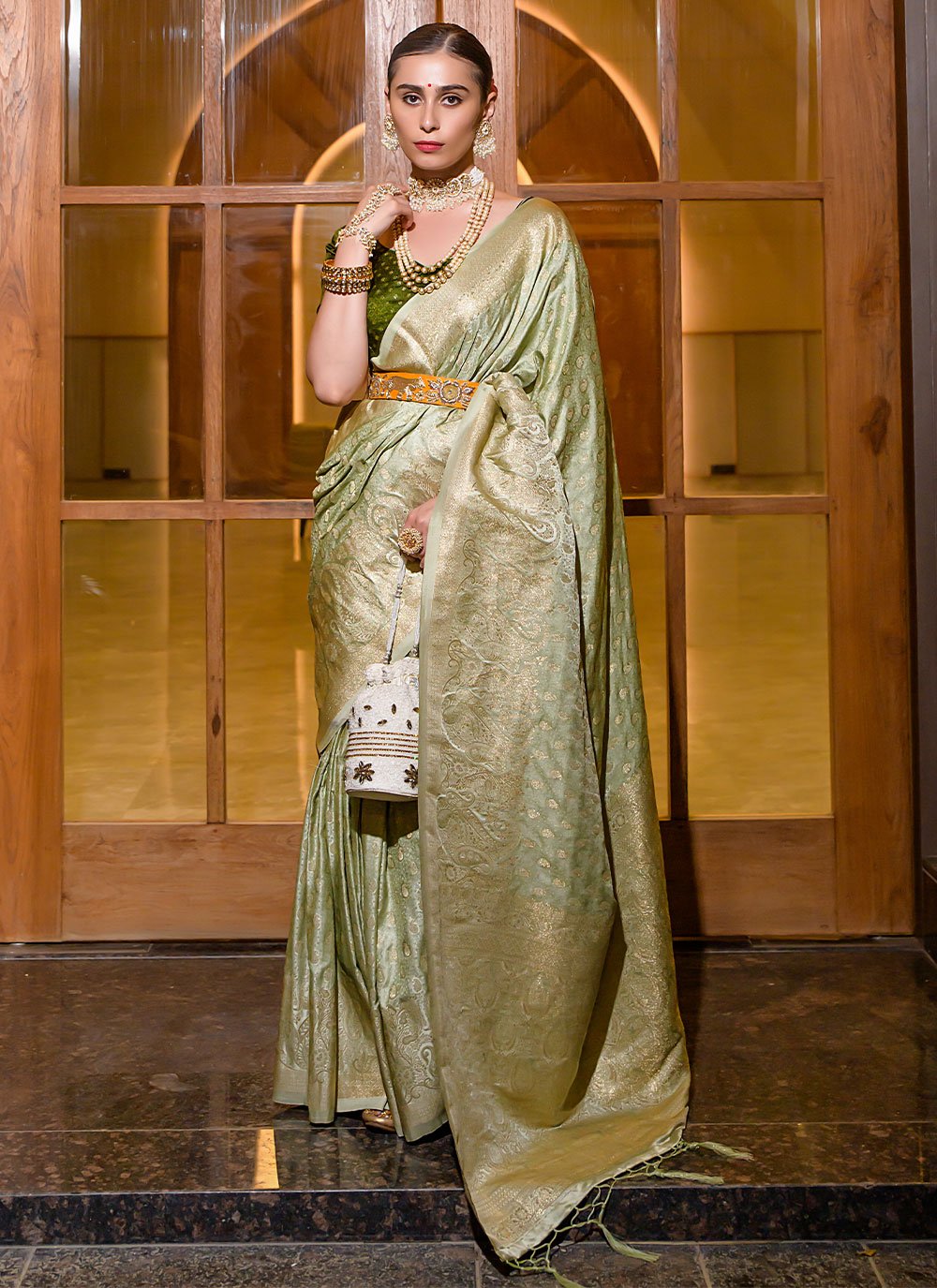 Classic Silk Green Weaving Saree