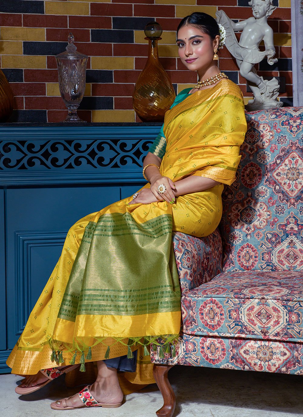 Classic Silk Yellow Woven Saree