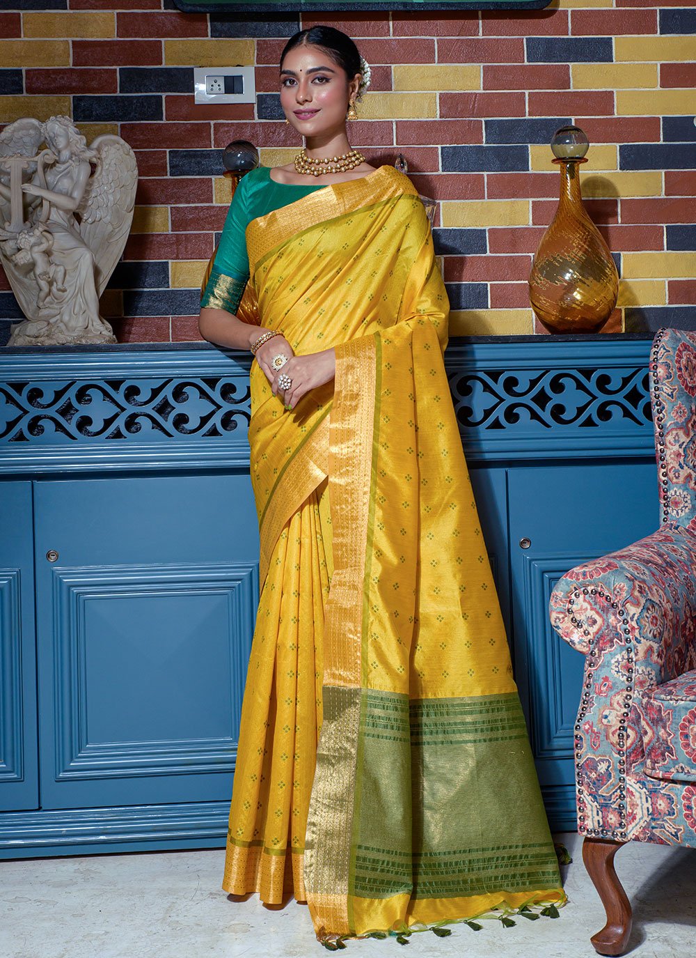 Classic Silk Yellow Woven Saree