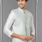 Nehru Jackets Linen Silk Sea Green Embroidered Mens