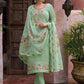 Salwar Suit Silk Viscose Sea Green Embroidered Salwar Kameez