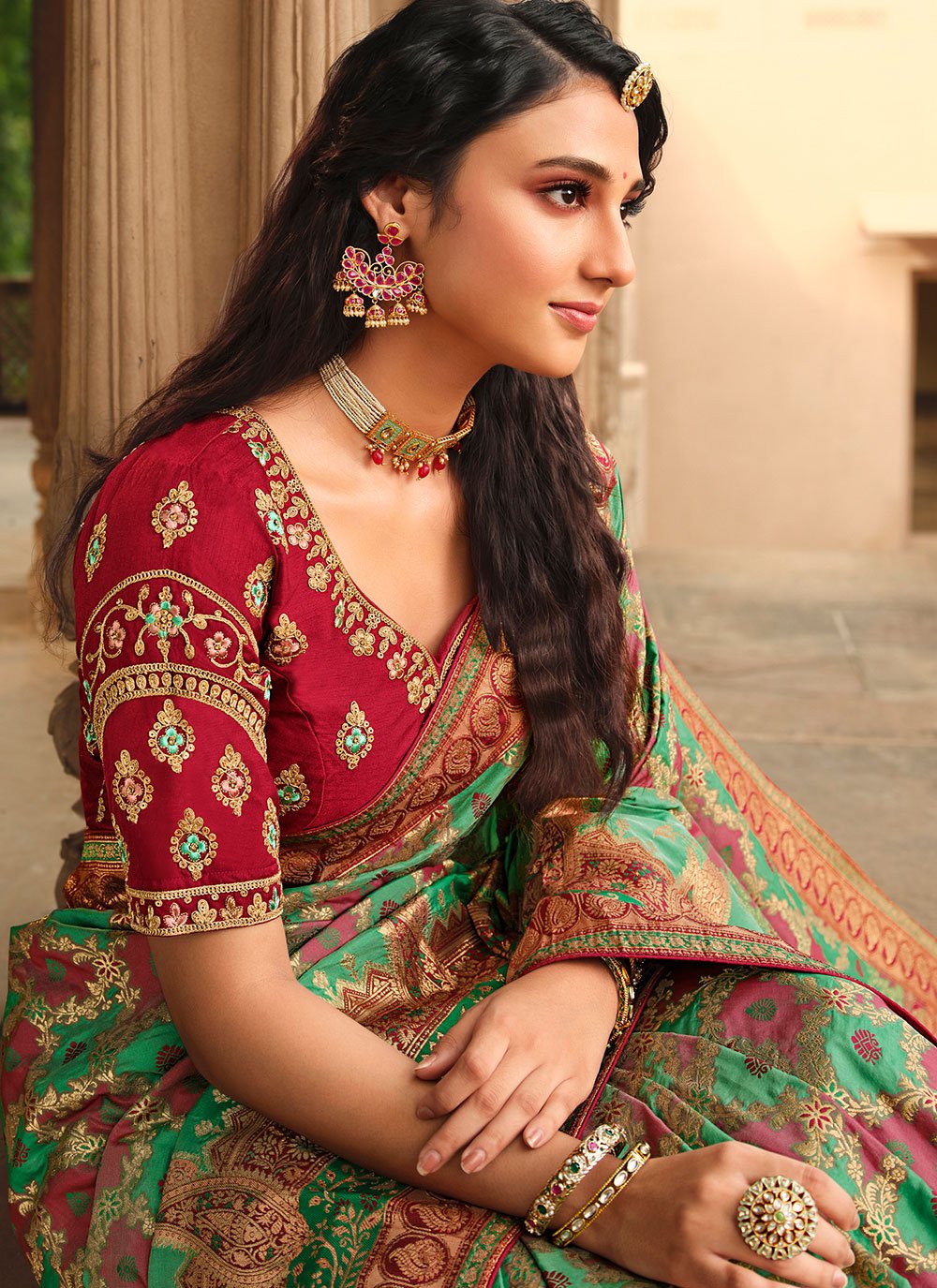 Contemporary Silk Sea Green Weaving Saree