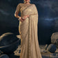 Designer Silk Brown Embroidered Saree