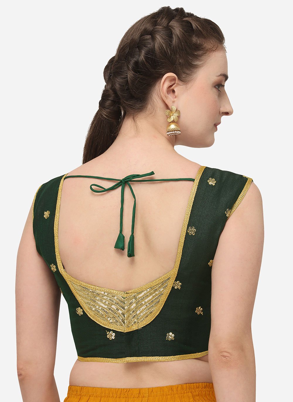 Designer Blouse Silk Green Embroidered Blouse