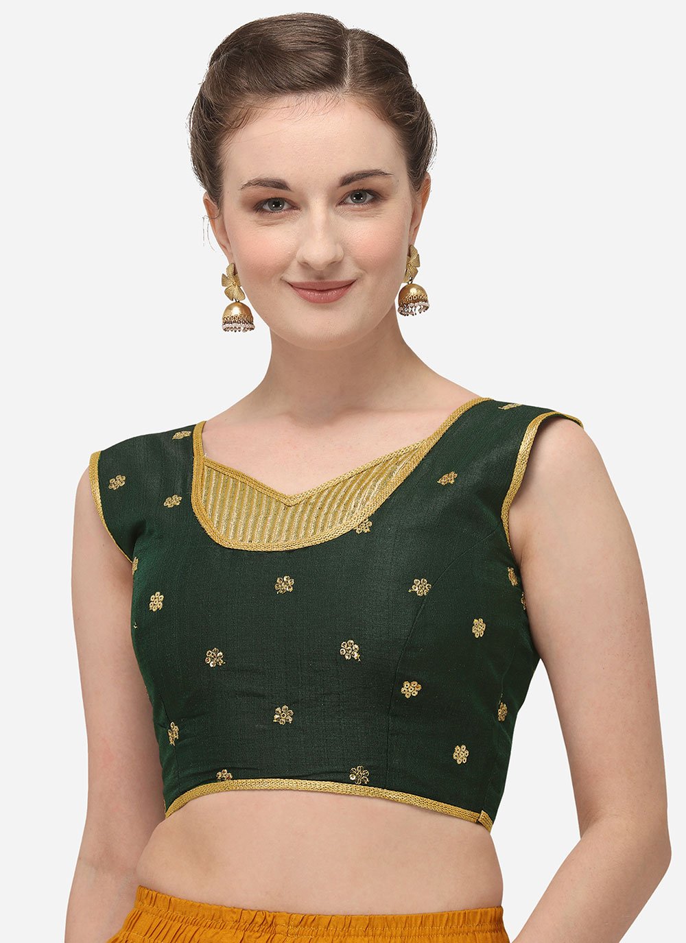 Designer Blouse Silk Green Embroidered Blouse