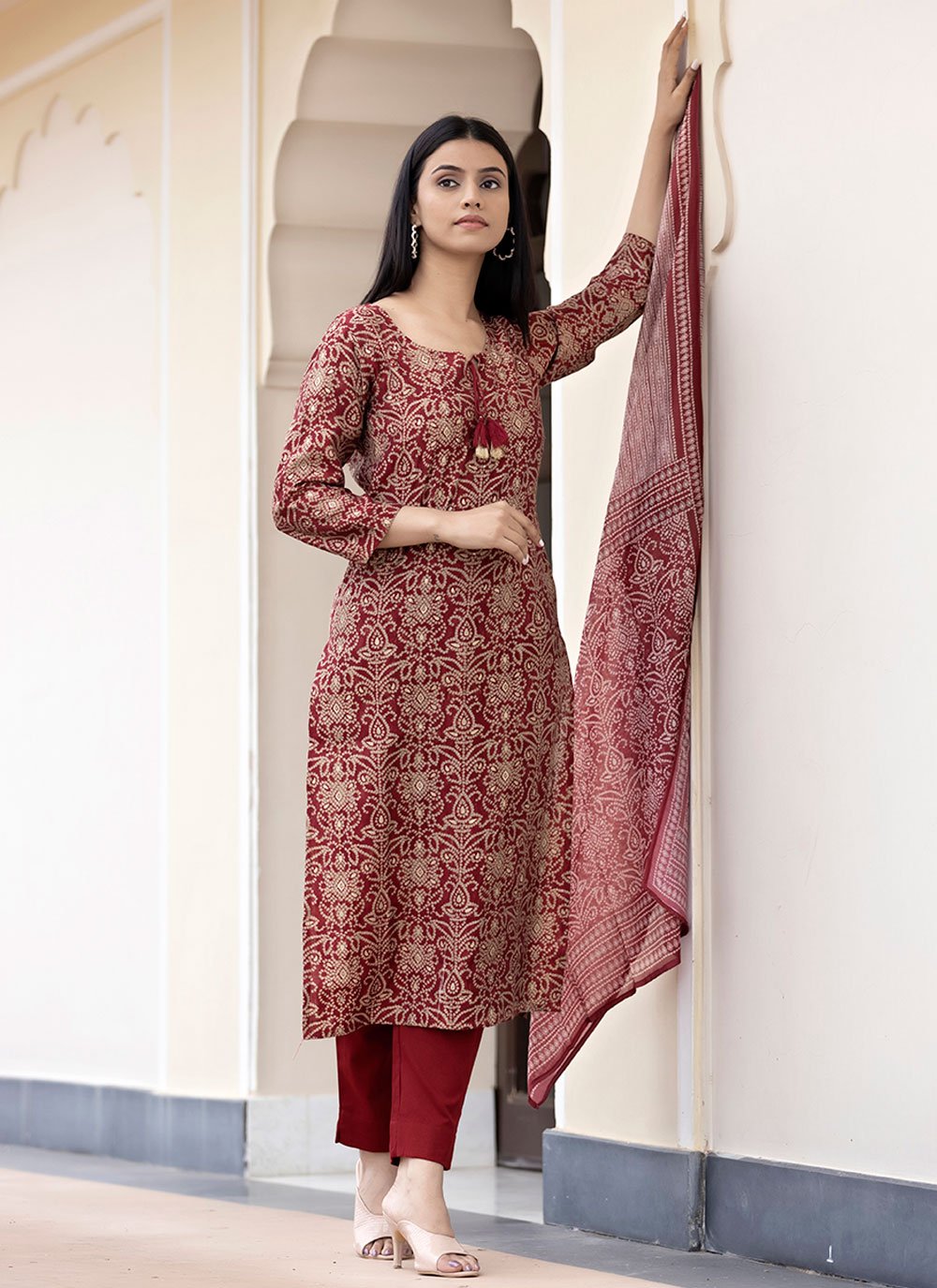 Pant Style Suit Silk Multi Colour Print Salwar Kameez