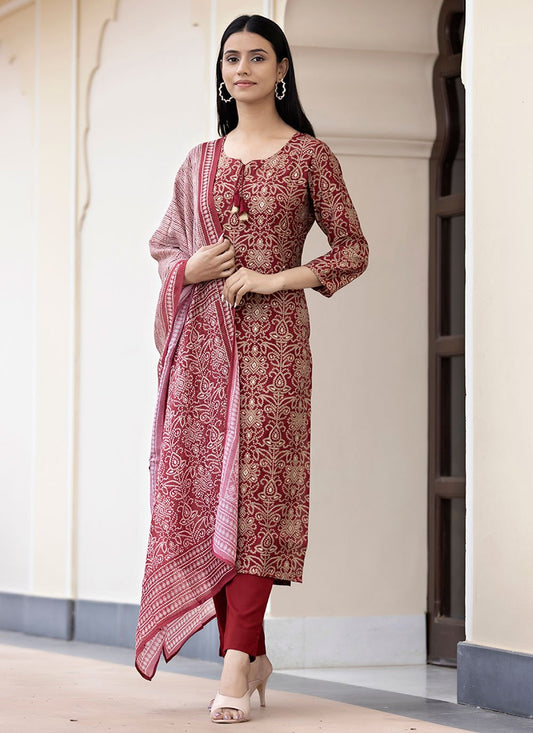 Pant Style Suit Silk Multi Colour Print Salwar Kameez