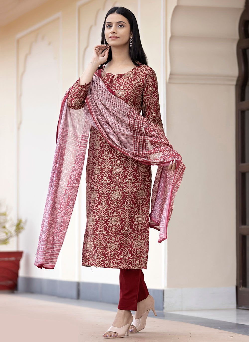 Pant Style Suit Silk Multi Colour Print Salwar Kameez