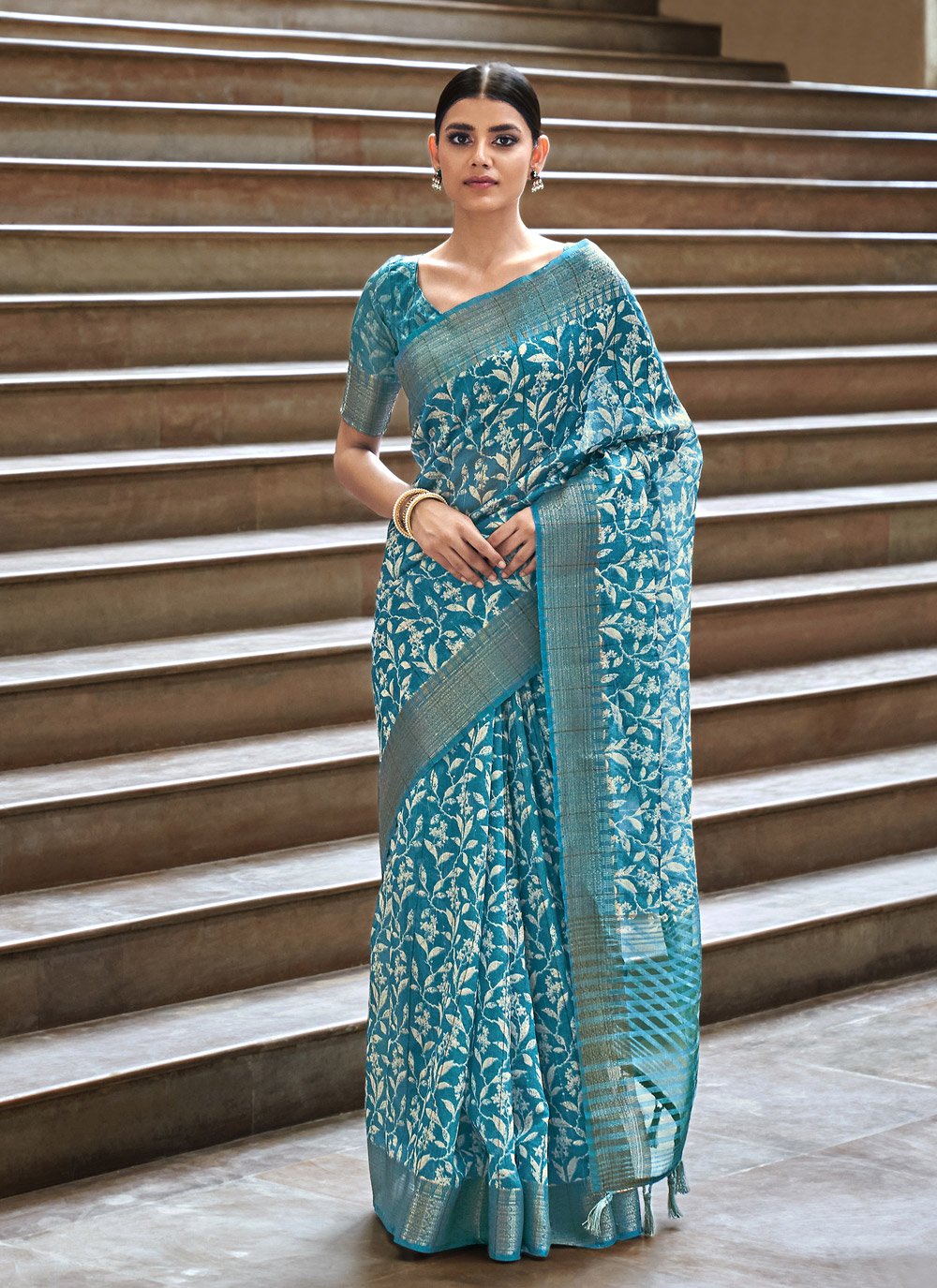 Traditional Saree Silk Rama Digital Print Saree