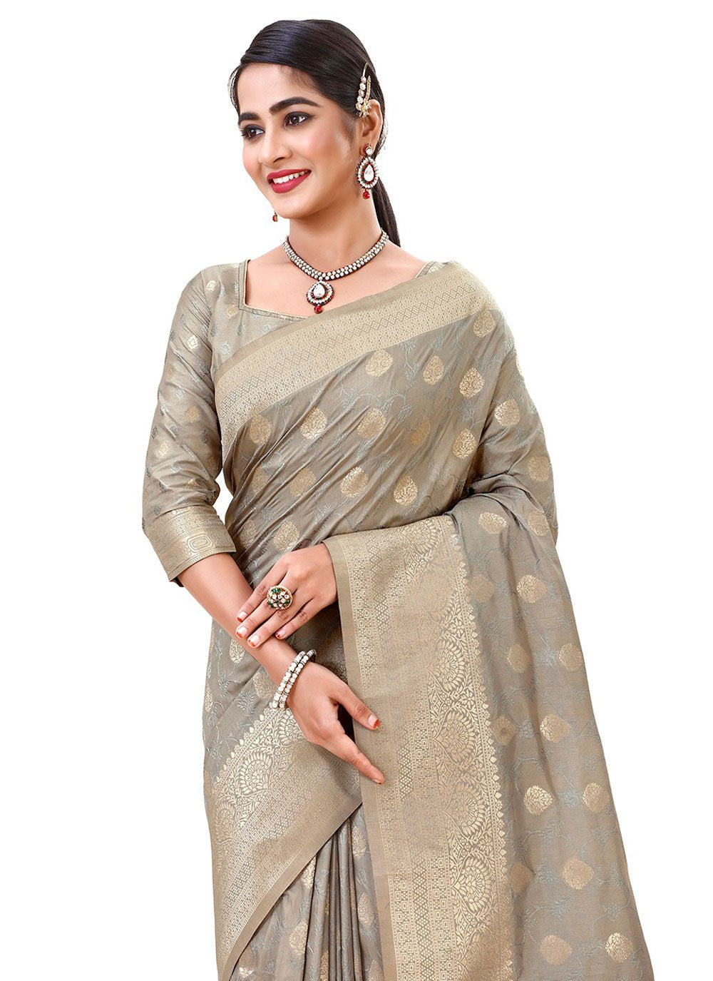 Silk Saree Silk Grey Weaving Saree