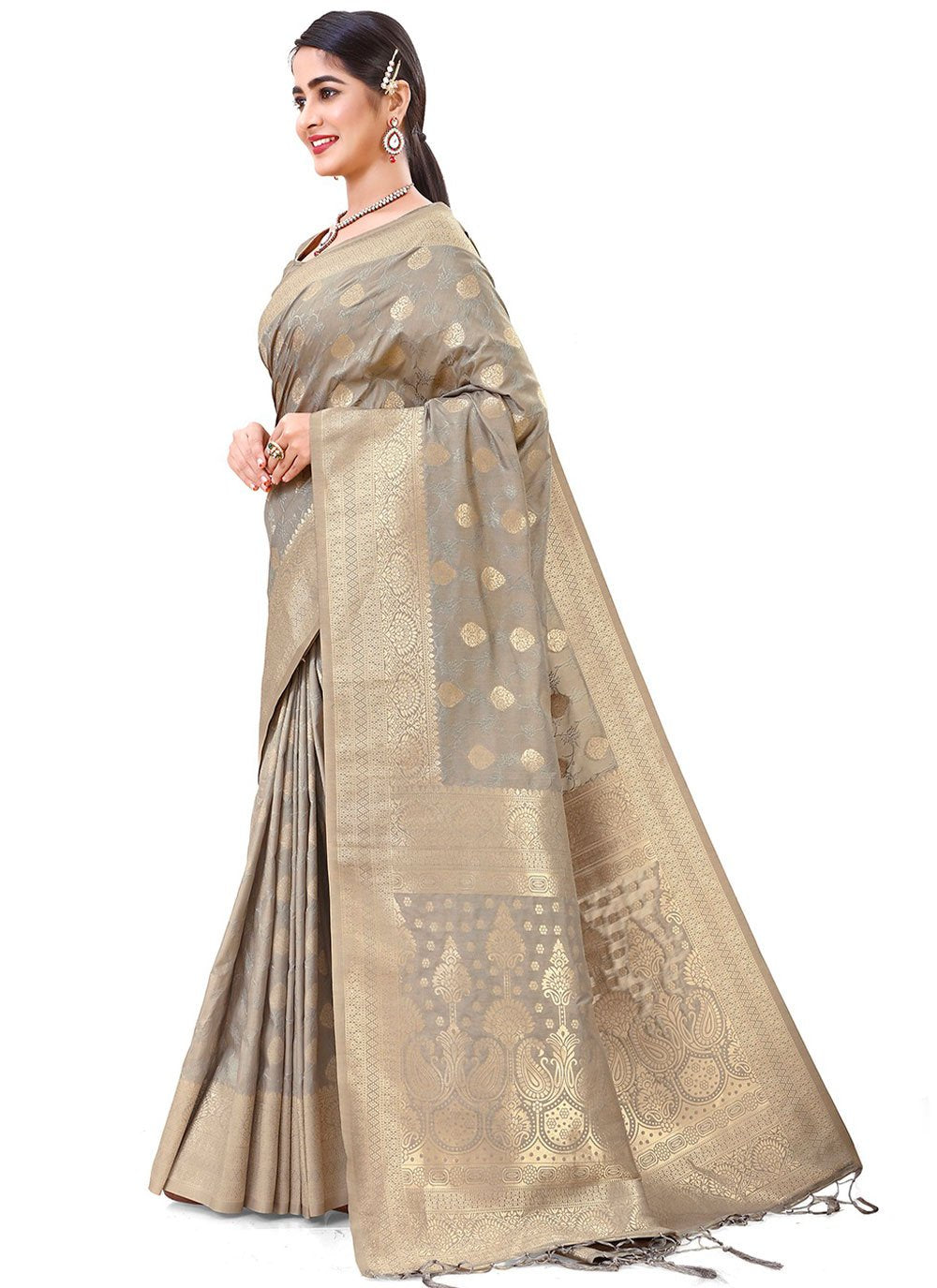 Silk Saree Silk Grey Weaving Saree