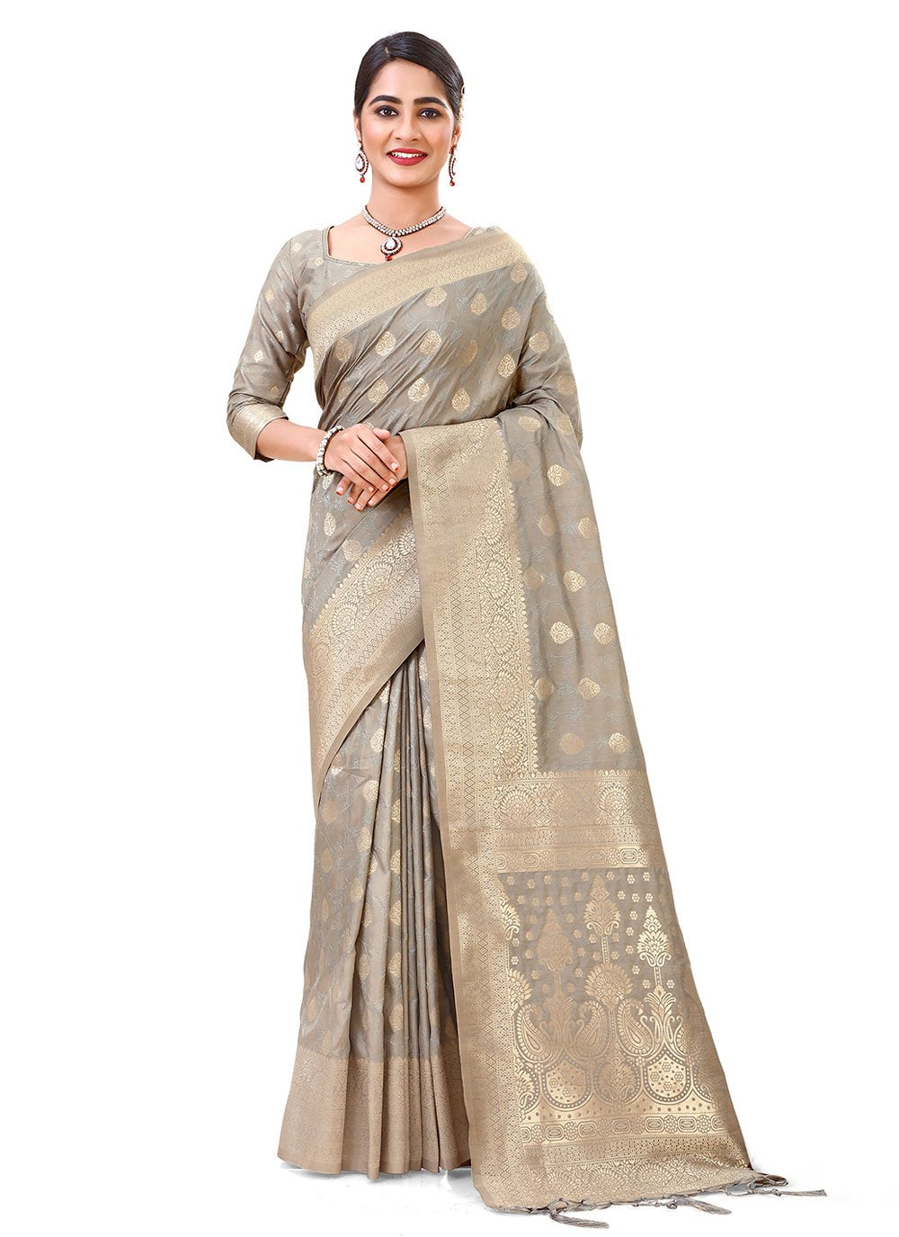 Silk Saree Silk Grey Weaving Saree