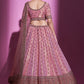 A Line Lehenga Silk Pink Stone Lehenga Choli