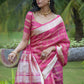 Classic Organza Silk Rani Strips Print Saree