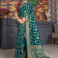 Classic Silk Teal Patch Border Saree