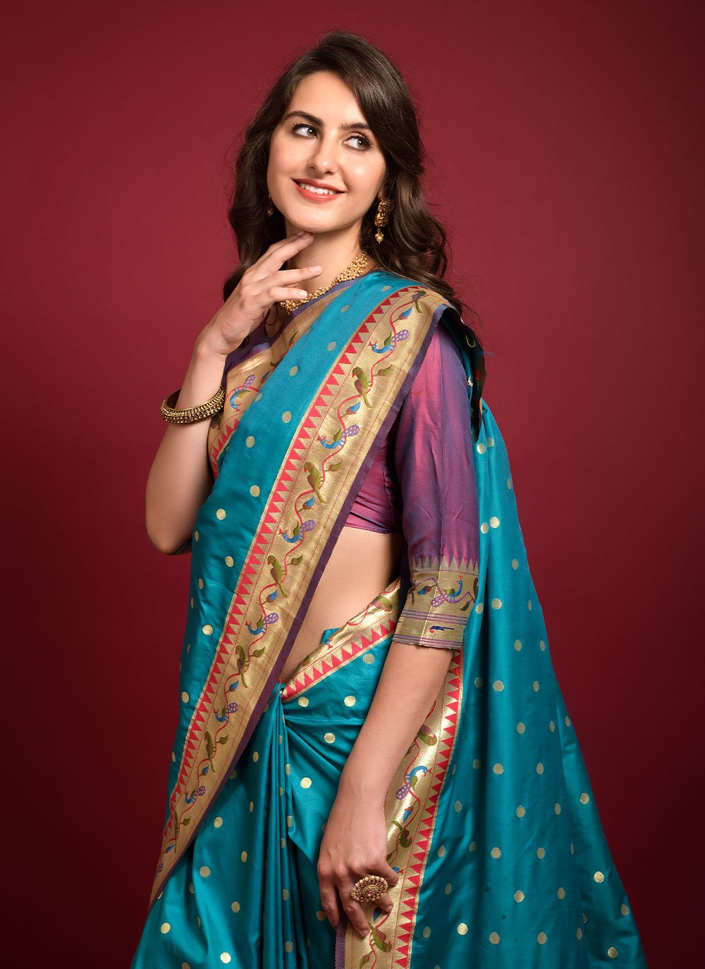 Classic Silk Teal Woven Saree