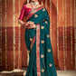 Contemporary Silk Teal Weaving Saree