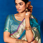 Trendy Saree Silk Teal Patch Border Saree