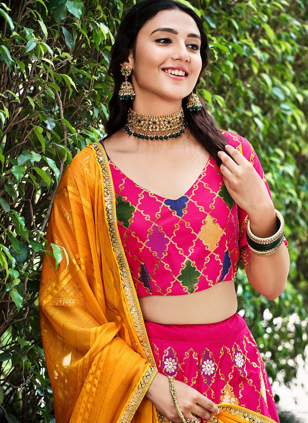 Lehenga Choli Silk Pink Embroidered Lehenga Choli