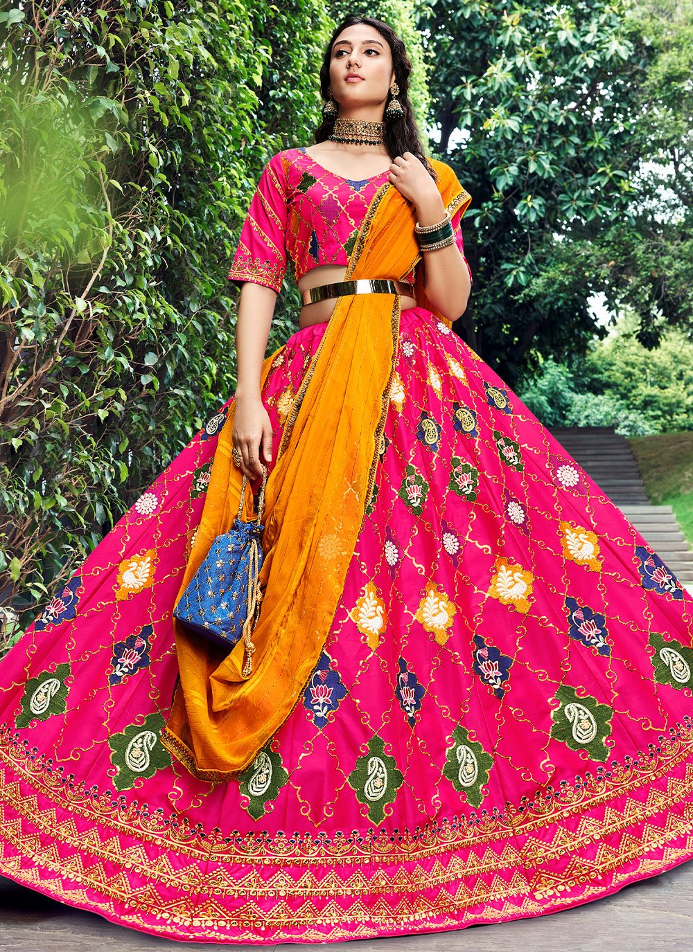 Lehenga Choli Silk Pink Embroidered Lehenga Choli