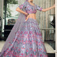 A Line Lehenga Silk Violet Embroidered Lehenga Choli