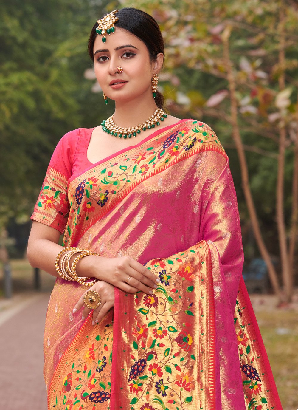 Traditional Saree Silk Magenta Weaving Saree