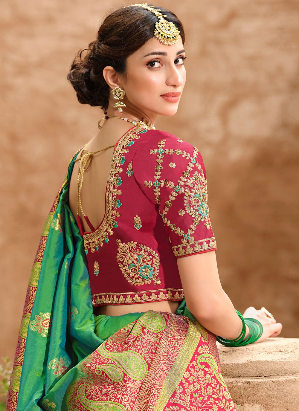 Traditional Saree Silk Green Weaving Saree