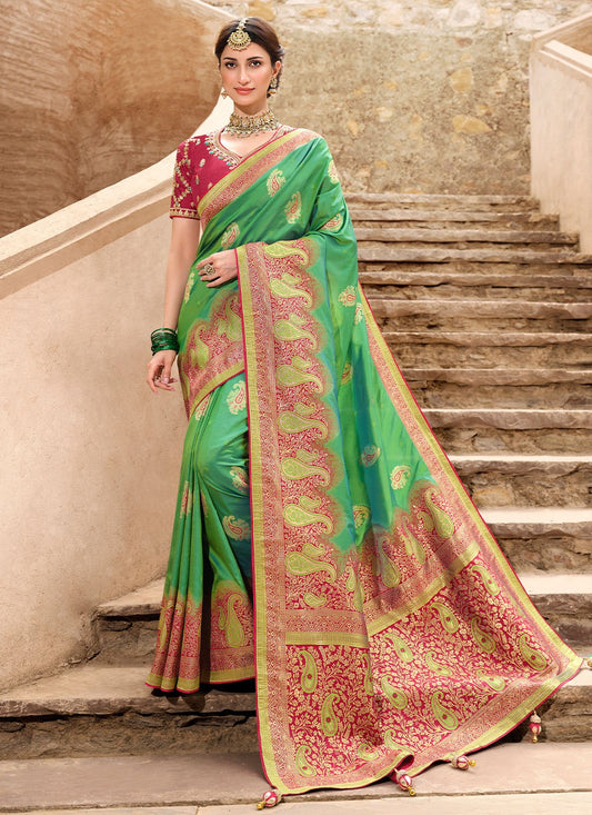 Traditional Saree Silk Green Weaving Saree