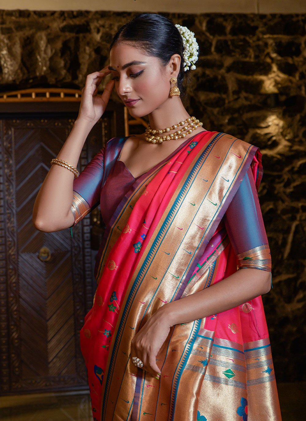 Traditional Saree Silk Rani Meenakari Saree