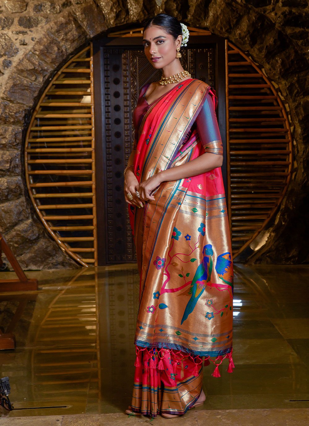 Traditional Saree Silk Rani Meenakari Saree