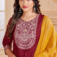 Gown Silk Maroon Embroidered Gown