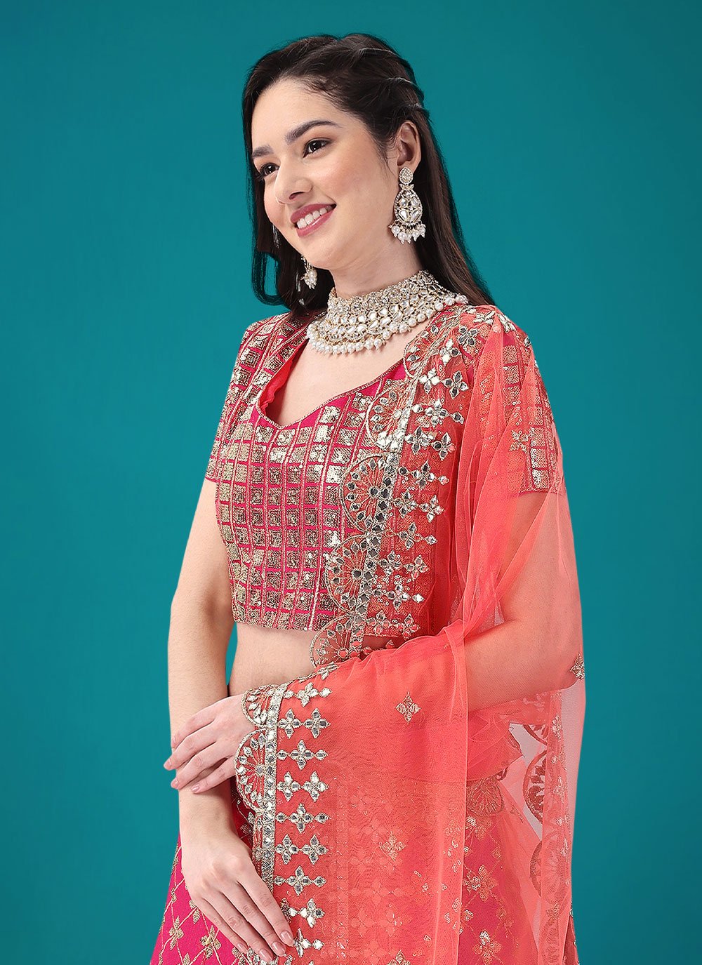 Lehenga Choli Silk Pink Embroidered Lehenga Choli