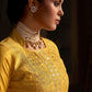 Salwar Suit Silk Yellow Embroidered Salwar Kameez