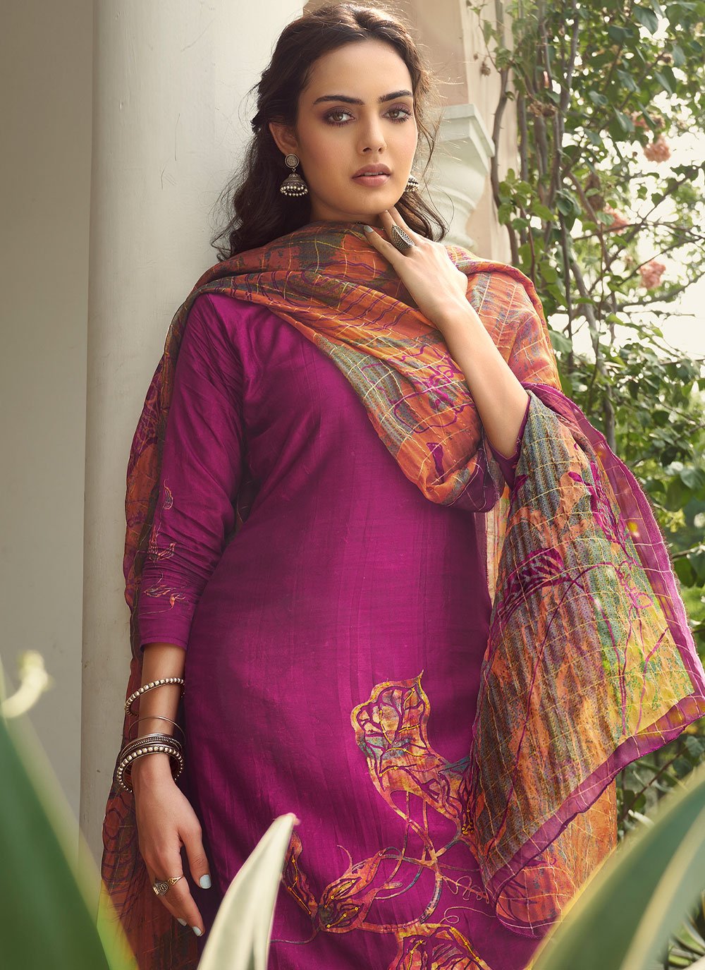 Trendy Suit Silk Viscose Purple Digital Print Salwar Kameez