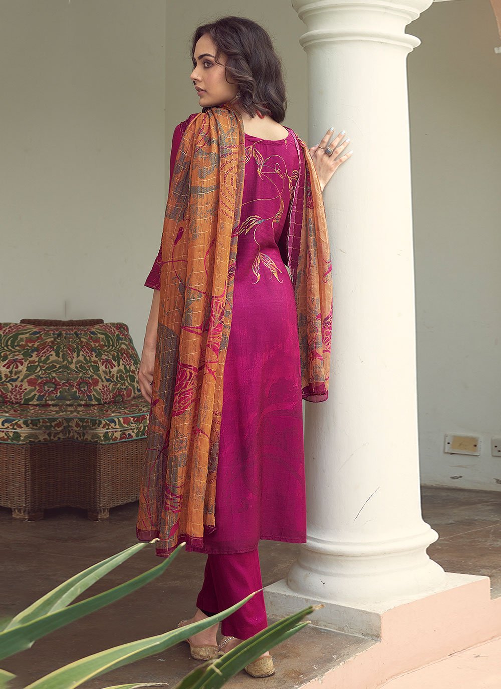 Trendy Suit Silk Viscose Purple Digital Print Salwar Kameez