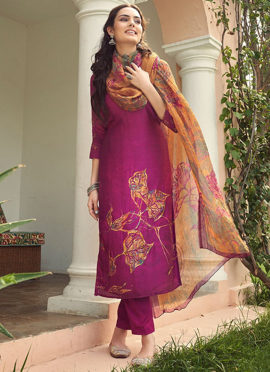 Trendy Suit Silk Viscose Purple Digital Print Salwar Kameez