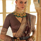 Trendy Saree Silk Brown Foil Print Saree
