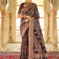 Trendy Saree Silk Brown Foil Print Saree