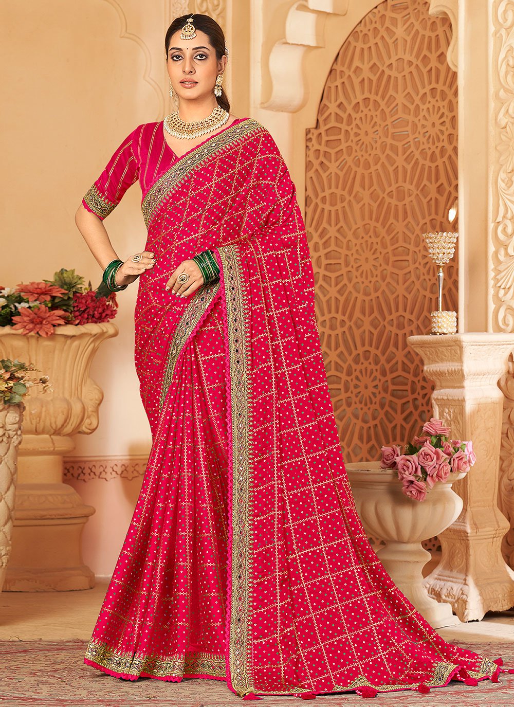 Trendy Saree Silk Pink Embroidered Saree