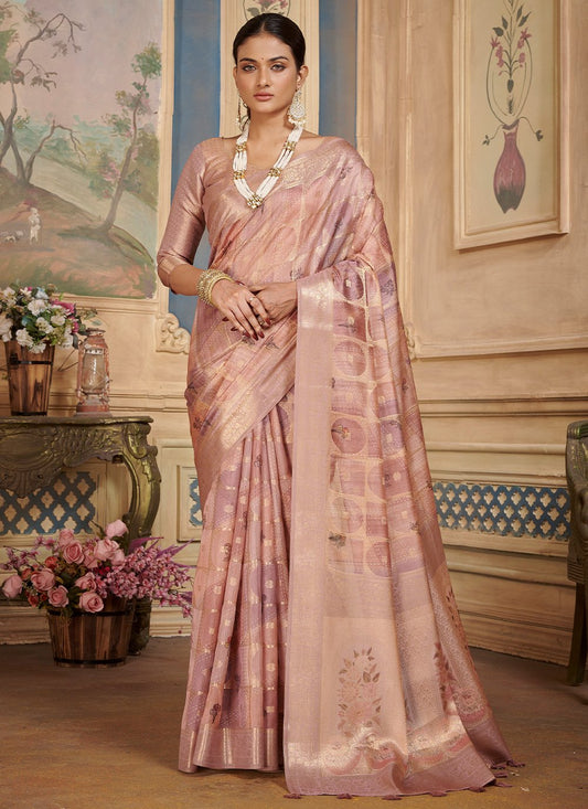 Trendy Saree Silk Pink Digital Print Saree