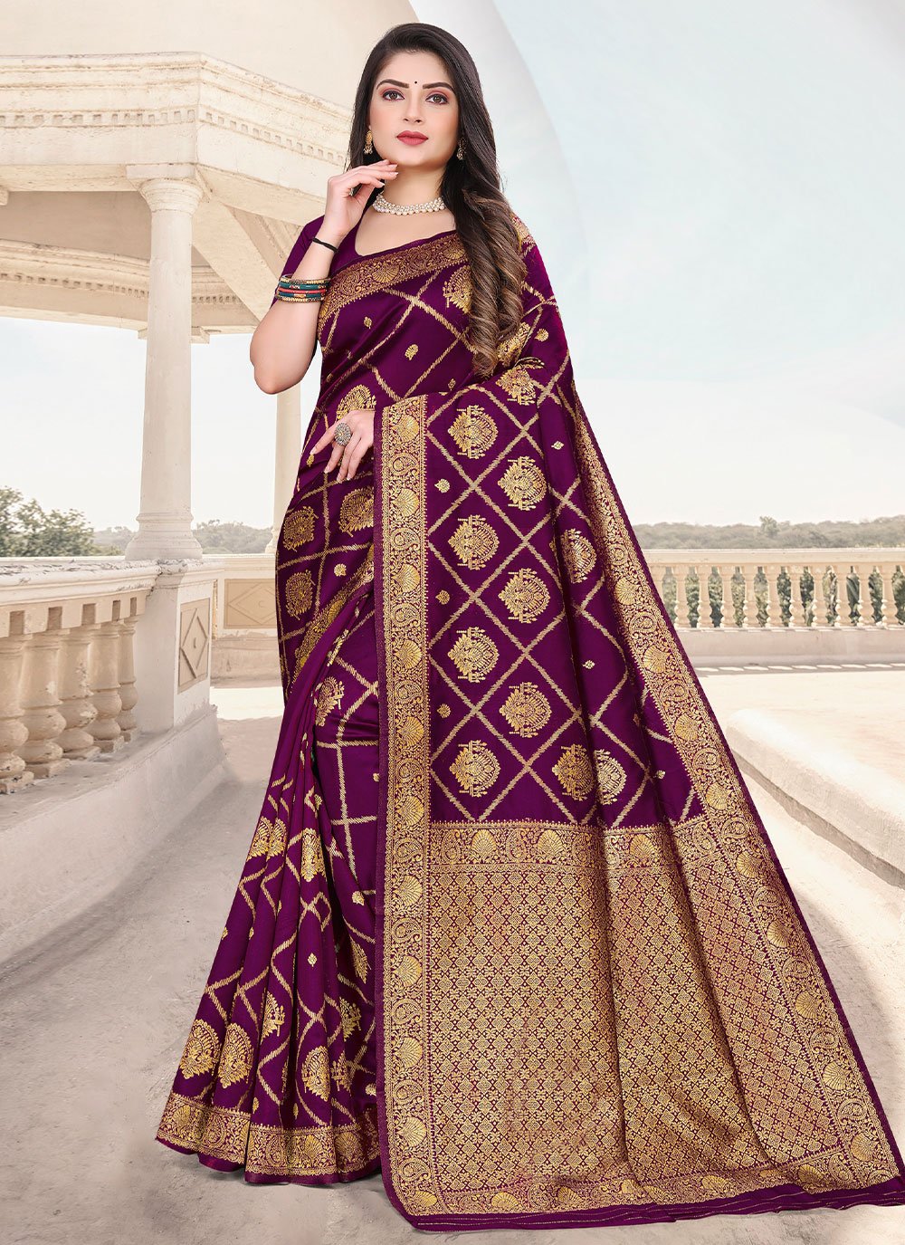 Trendy Saree Silk Purple Zari Saree