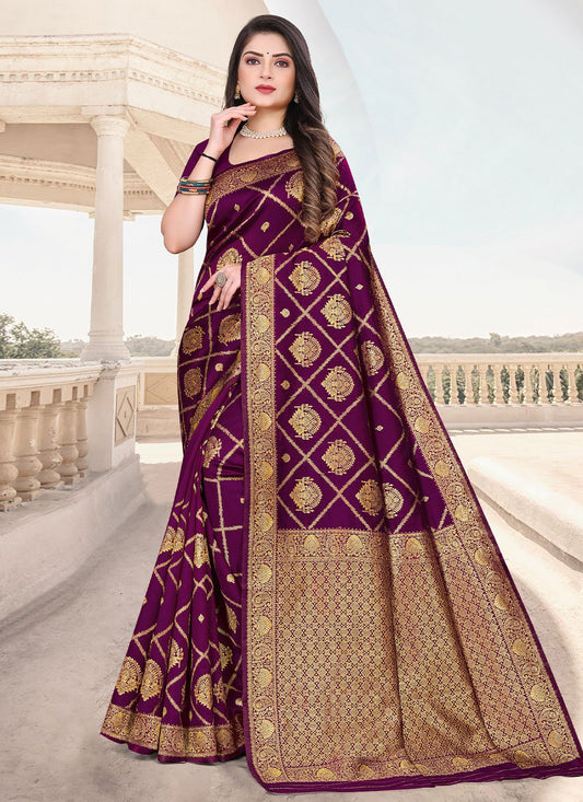 Trendy Saree Silk Purple Zari Saree