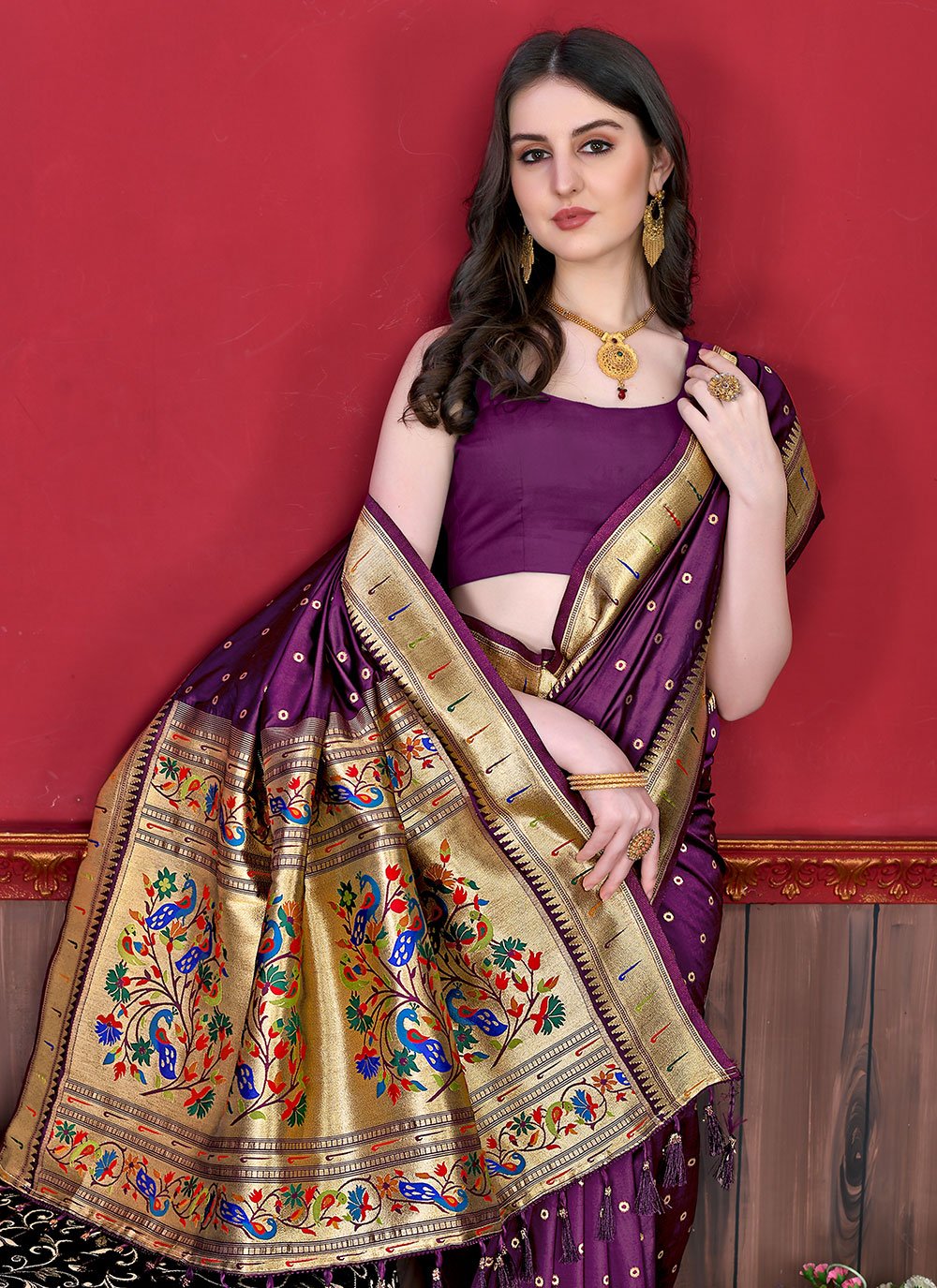 Trendy Saree Silk Purple Patch Border Saree