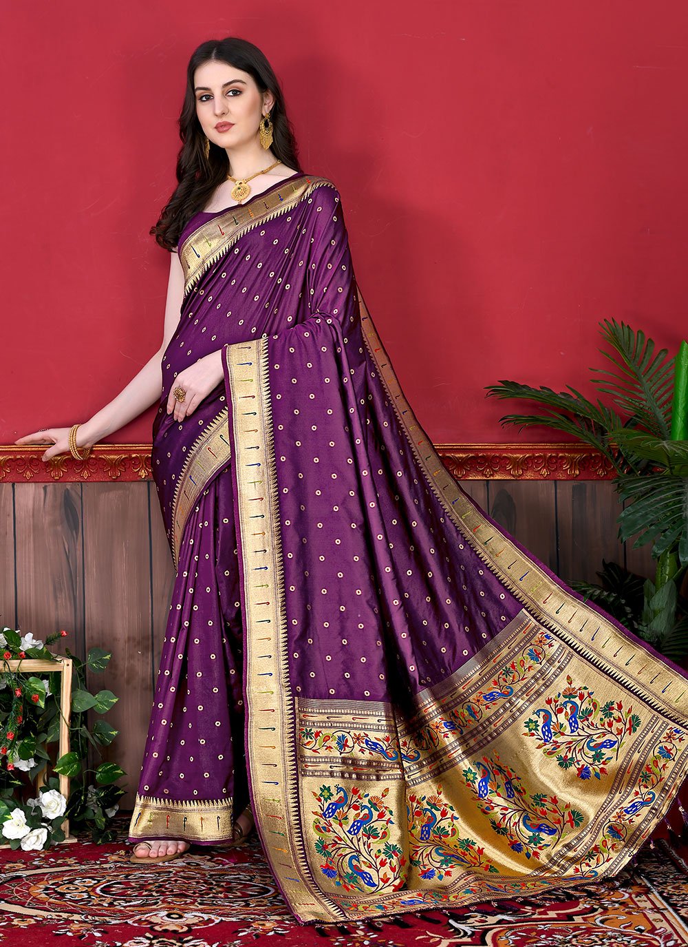 Trendy Saree Silk Purple Patch Border Saree