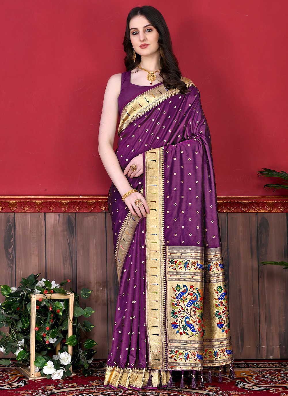 Trendy Saree Silk Purple Patch Border Saree