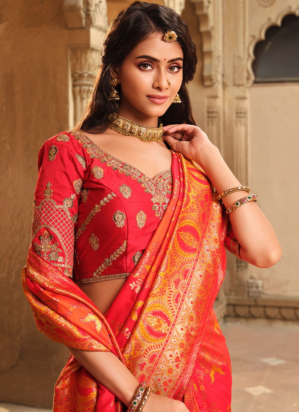 Trendy Saree Silk Red Weaving Saree