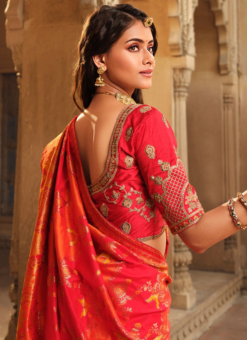 Trendy Saree Silk Red Weaving Saree