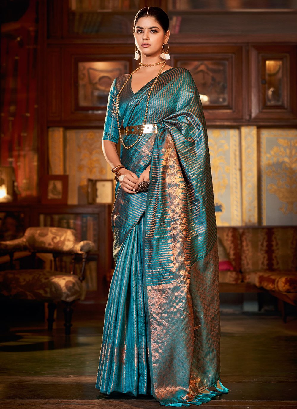 Trendy Saree Silk Sea Green Weaving Saree