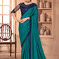 Contemporary Silk Turquoise Embroidered Saree